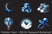 Navy Sky Blue Baby Nursery Clipart, an Illustration by RobertsArt (Thumbnail 5 of 8)