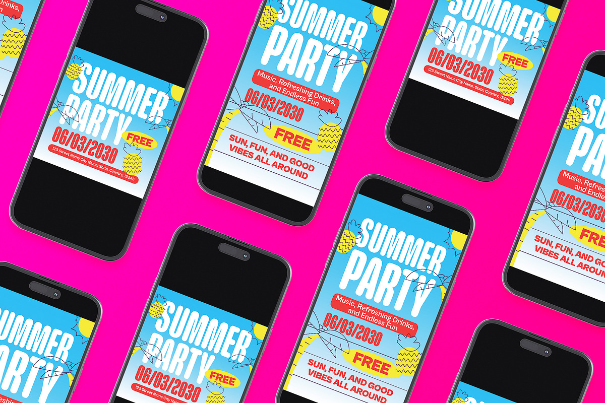 Geo Minimalism Summer Party Flyer, a Flyer Template by Aiyari Graphic (Photo 2 of 3)