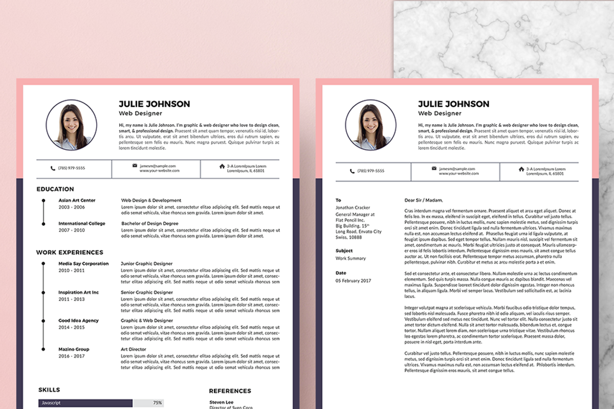 Modern Resume & CV Template, a Resume Template by Hito Graphic (Photo 3 of 8)
