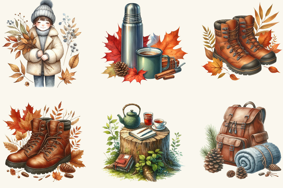 Autumn Nature Walk Clipart, a Work Illustration by cherrydesign (Photo 2 of 3)