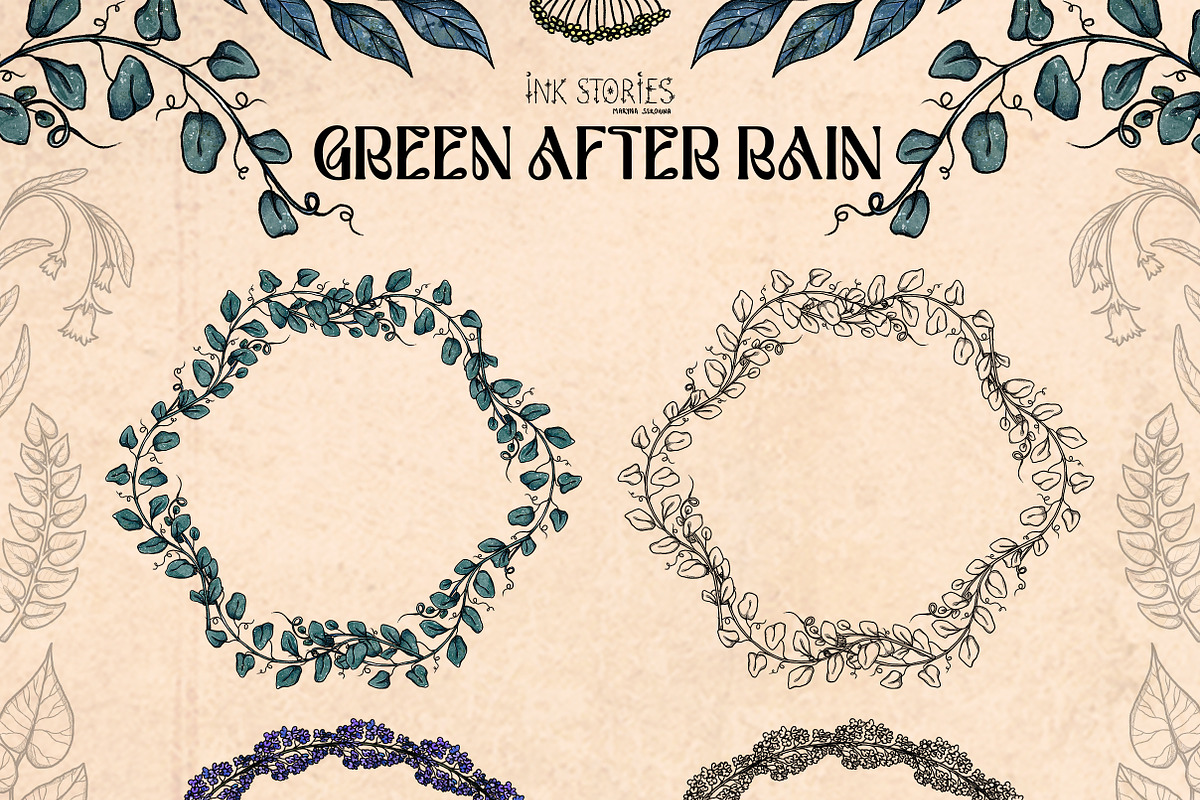 Green After Rain Botanical Set, an Object Illustration by Ink Stories (Photo 6 of 13)