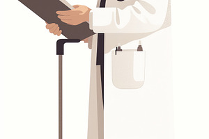 Elderly doctor reading patient file while standing with professional medical in, a Photo by AS photostudio