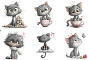 Whimsical Valentine Cat Clipart, an Illustration by DreamArtGraphic (Thumbnail 2 of 4)