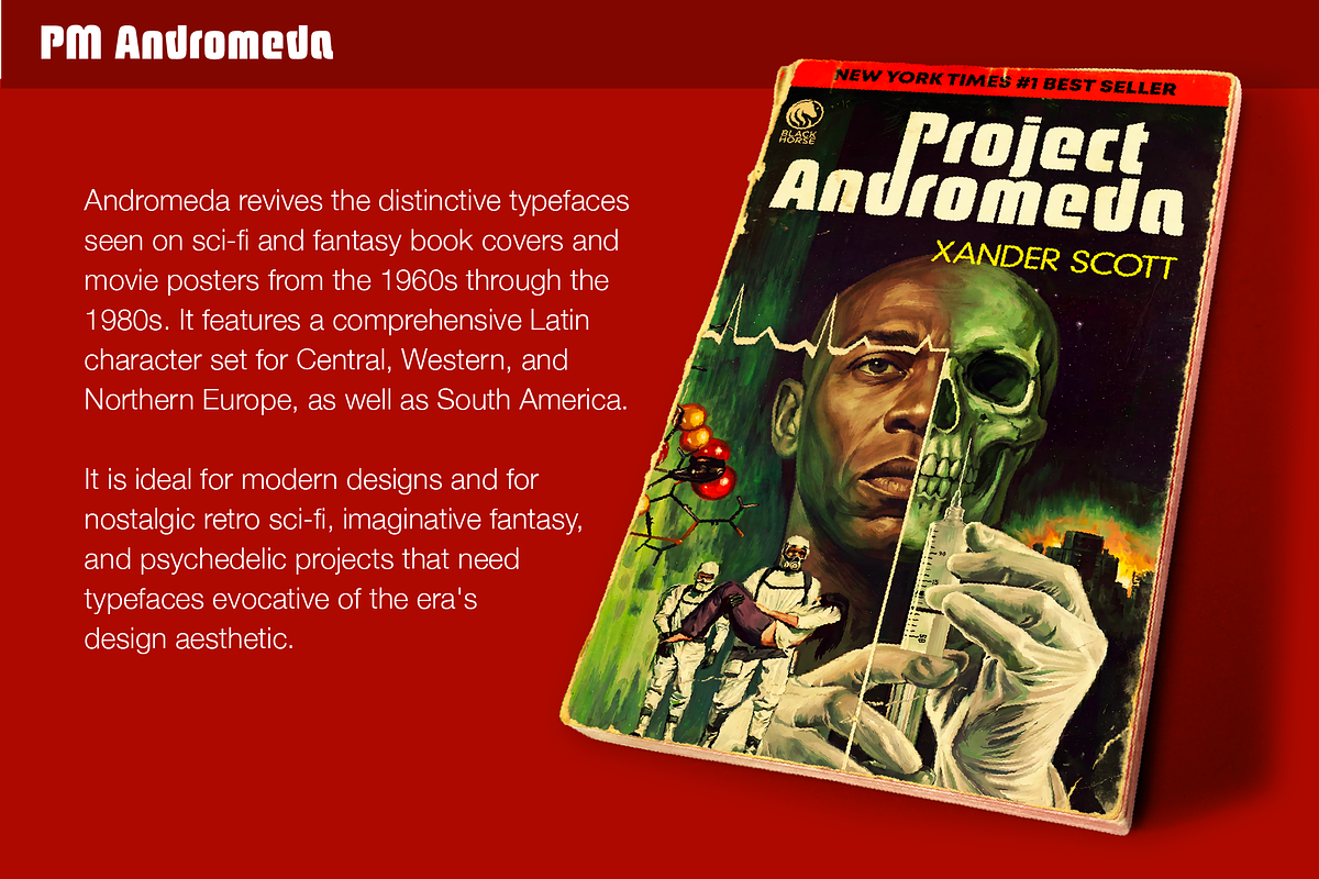 PM Andromeda Sci-Fi & Fantasy Font, a Sans Serif Font by Paper Moon Graphic Supply (Photo 2 of 6)