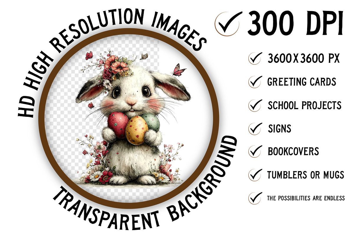 Whimsical Easter Bunny Clipart Png, an Illustration by Craft Nest (Photo 2 of 11)