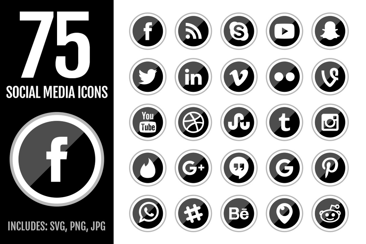 Black Social Media Icons, an Outline Icon by Designs By Alfredo
