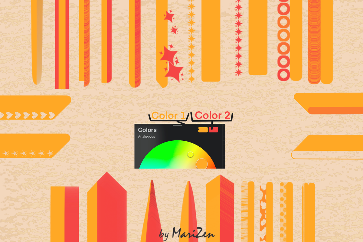 Double Color Brushes for Procreate, a Brush Add-On by byMariZen (Photo 2 of 5)