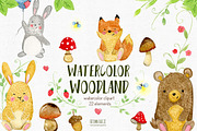 Watercolor woodland animals, an Animal Illustration by Autumn Breeze (Thumbnail 1 of 3)