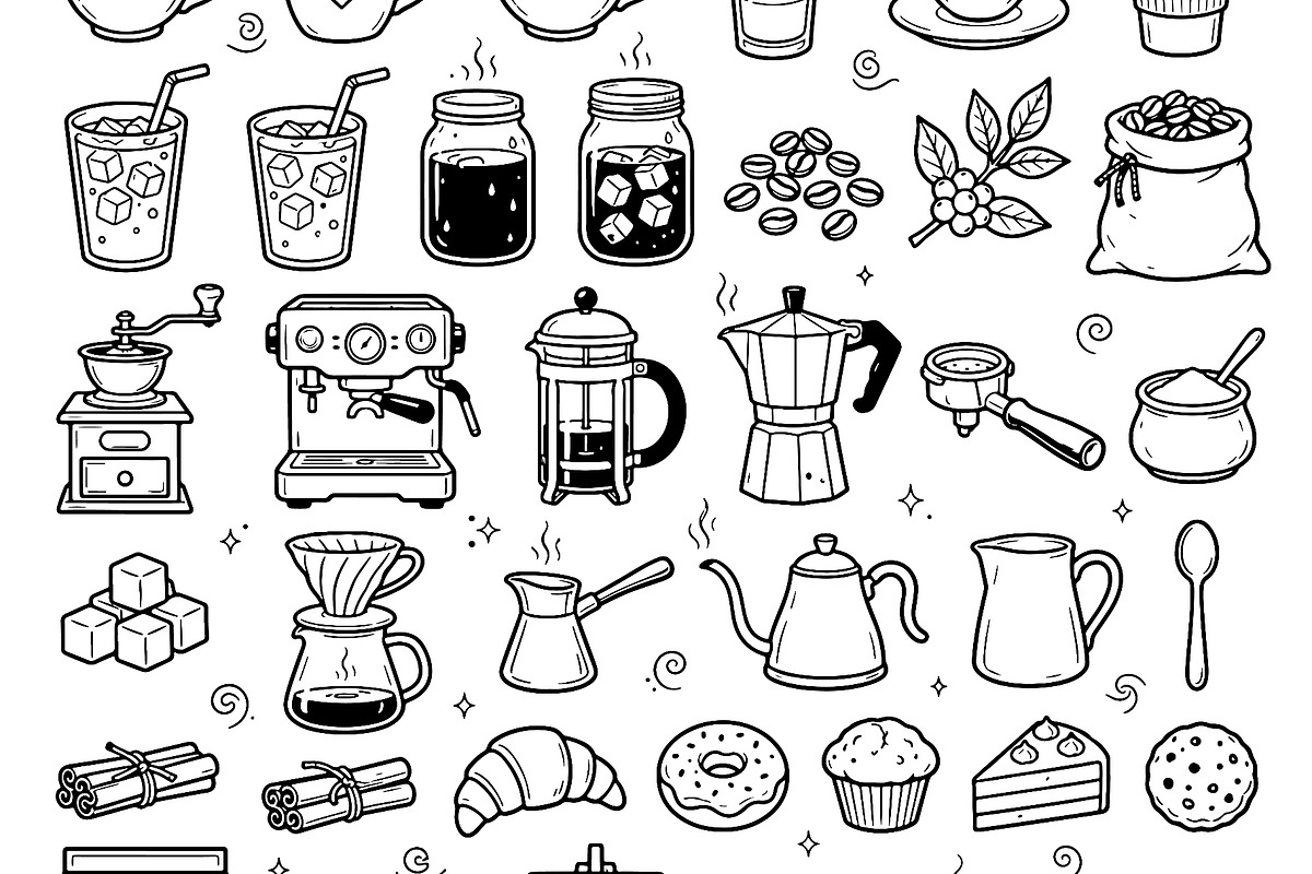 Cute doodle cartoon coffee shop, a Food Illustration by Voodz_shop (Photo 2 of 3)