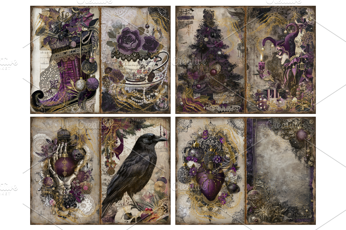 Grunge Gothic Christmas Junk Journal, a Seasonal Illustration by Print Haven Mochi Vintage (Photo 3 of 11)