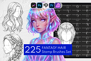 Fantasy Hair Stamp Procreate Brushes, a Brush Add-On by Selentaori Studio (Thumbnail 1 of 12)
