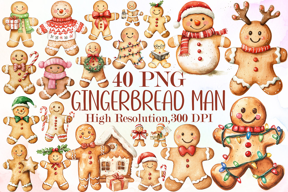 Christmas Gingerbread Man Clipart Bu, an Illustration by Sublimation Artist (Photo 1 of 6)