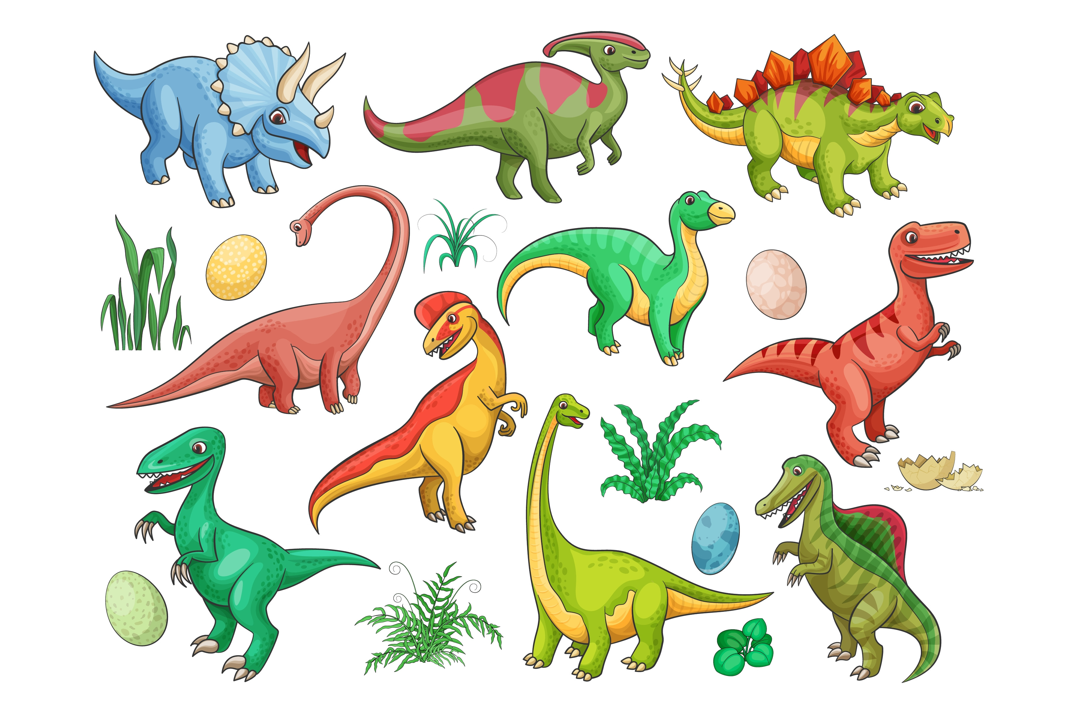 Dinosaur cartoon characters | Animal Illustrations ~ Creative Market