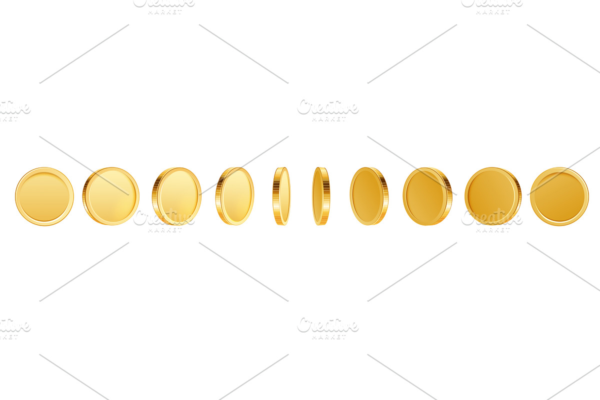 Gold coin turn around. Realistic 3D, a Finance Illustration by Frogella