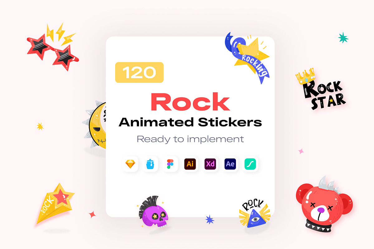 Rock Animated Stickers, a Duotone Icon by Brickclay (Photo 2 of 7)