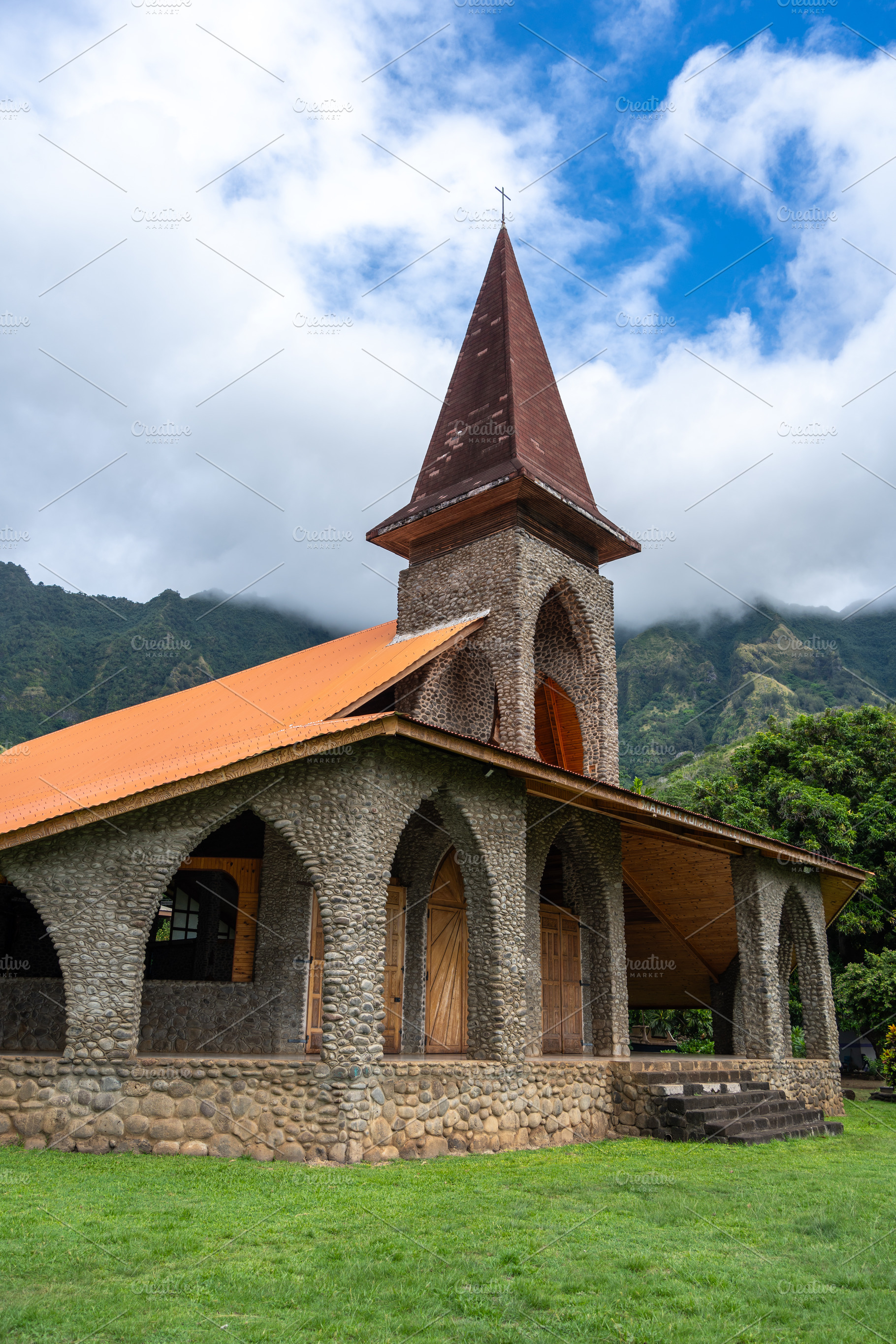 Vaitahu catholic church in Tahuata, Marquesas Islands, French Po, an Architecture Photo by GoodGoods