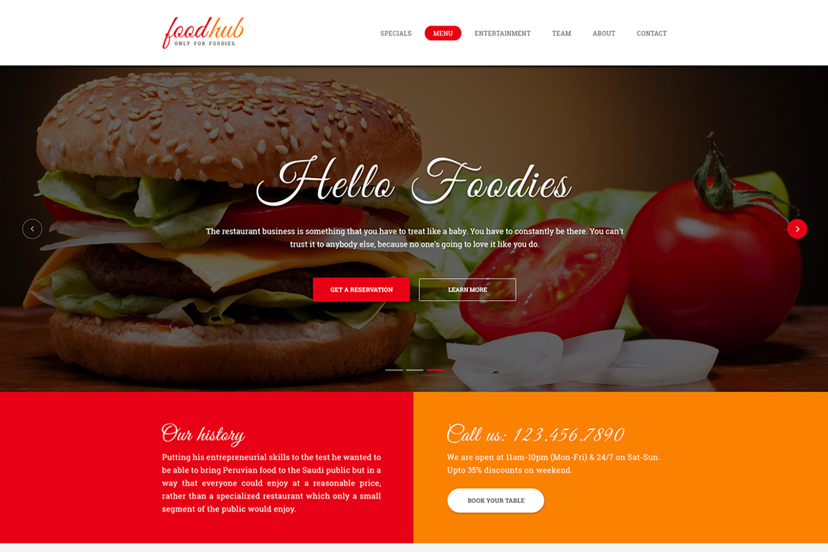 Foodhub - Responsive Restaurant PSD, a Landing Page Template by Pentaclay (Photo 7 of 8)