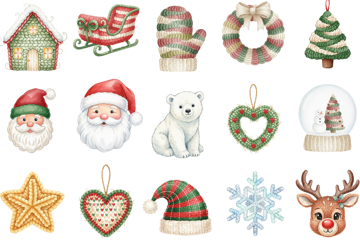 Latch Hook Yarn Christmas Clipart, an Illustration by Designking (Photo 3 of 5)