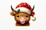 Christmas Highland Cow Clipart, an Animal Illustration by Nicolle's Colorful Art (Thumbnail 10 of 10)
