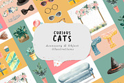 Curious Cats Feline Clipart, an Animal Illustration by Twigs and Twine (Thumbnail 8 of 11)