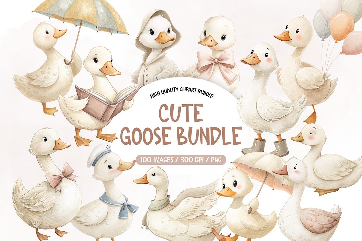 Silly Goose Clipart, Vintage Goose, an Illustration by TatiMockup (Photo 1 of 7)