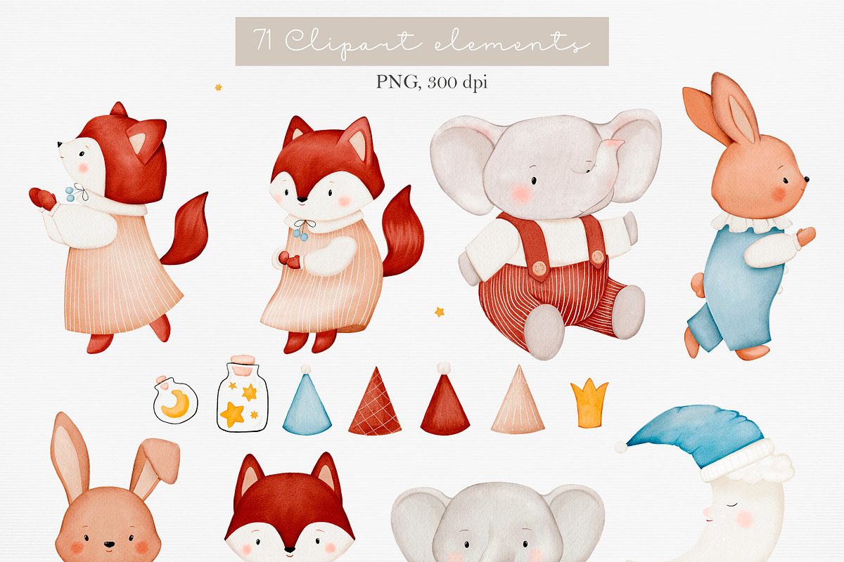 Magic dreams watercolor collection, an Animal Illustration by AfonshinaArt (Photo 8 of 12)