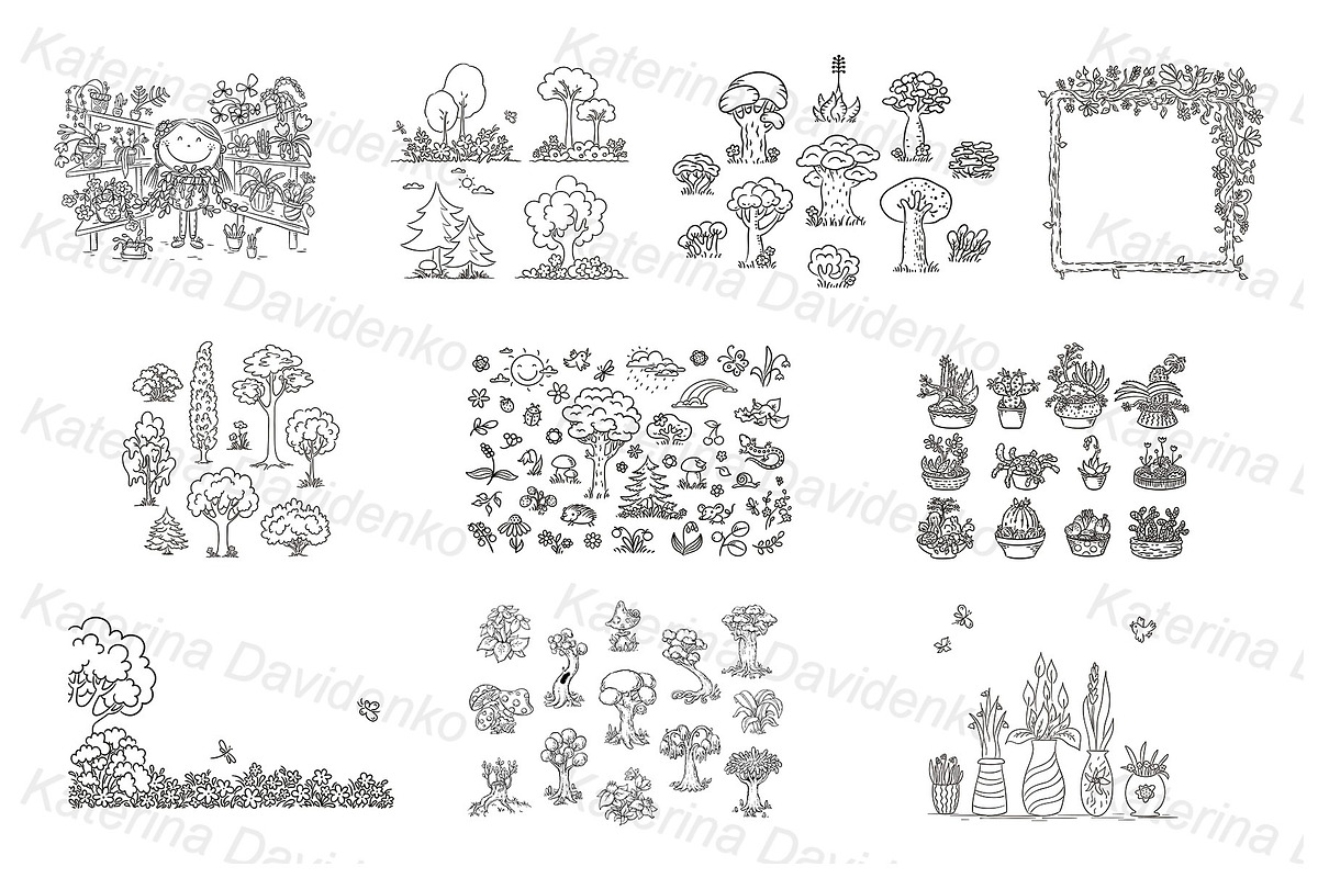 Cartoon plants and flowers set, an Illustration by Bubert Art (Photo 5 of 5)