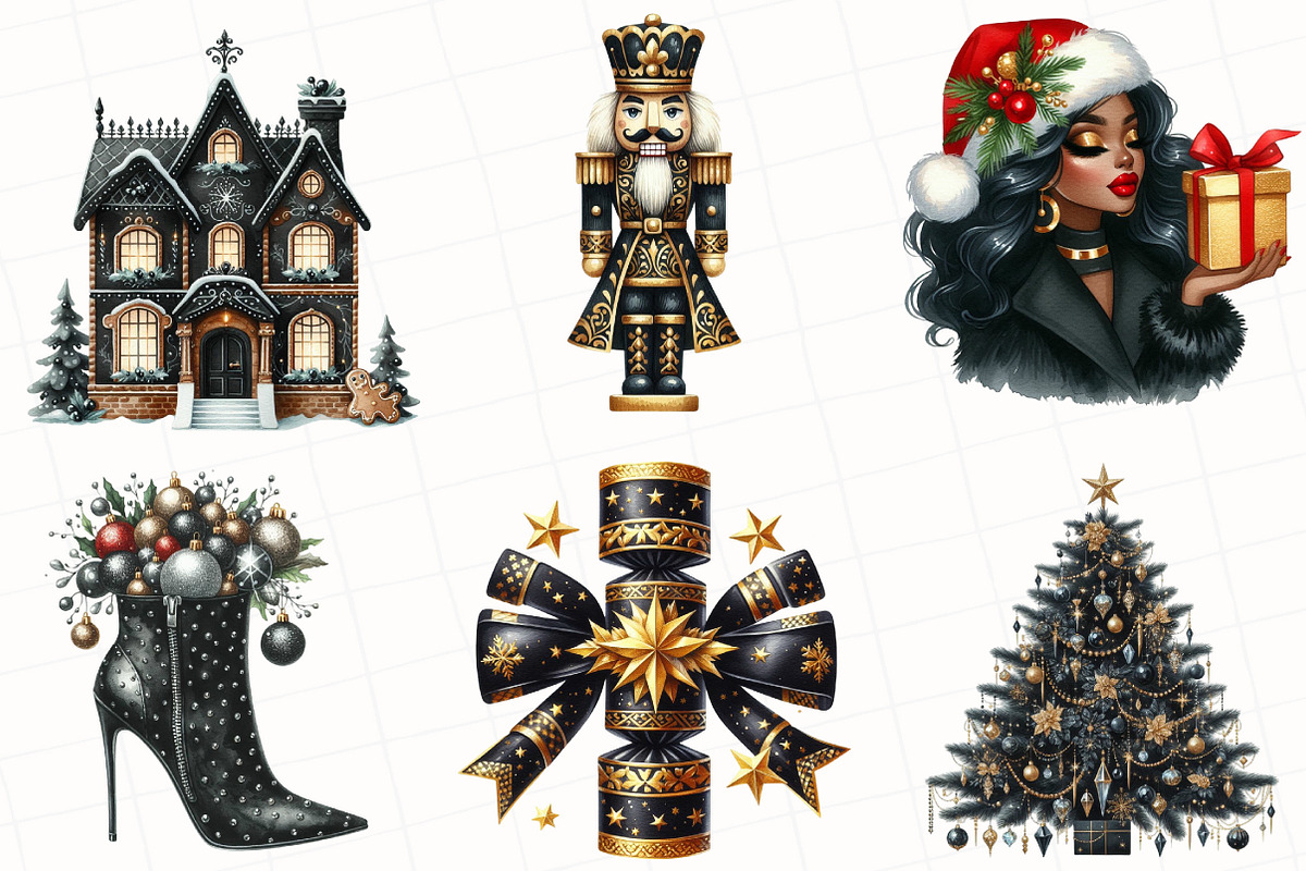 Luxury Black Christmas Clipart, an Illustration by OK Design (Photo 4 of 5)