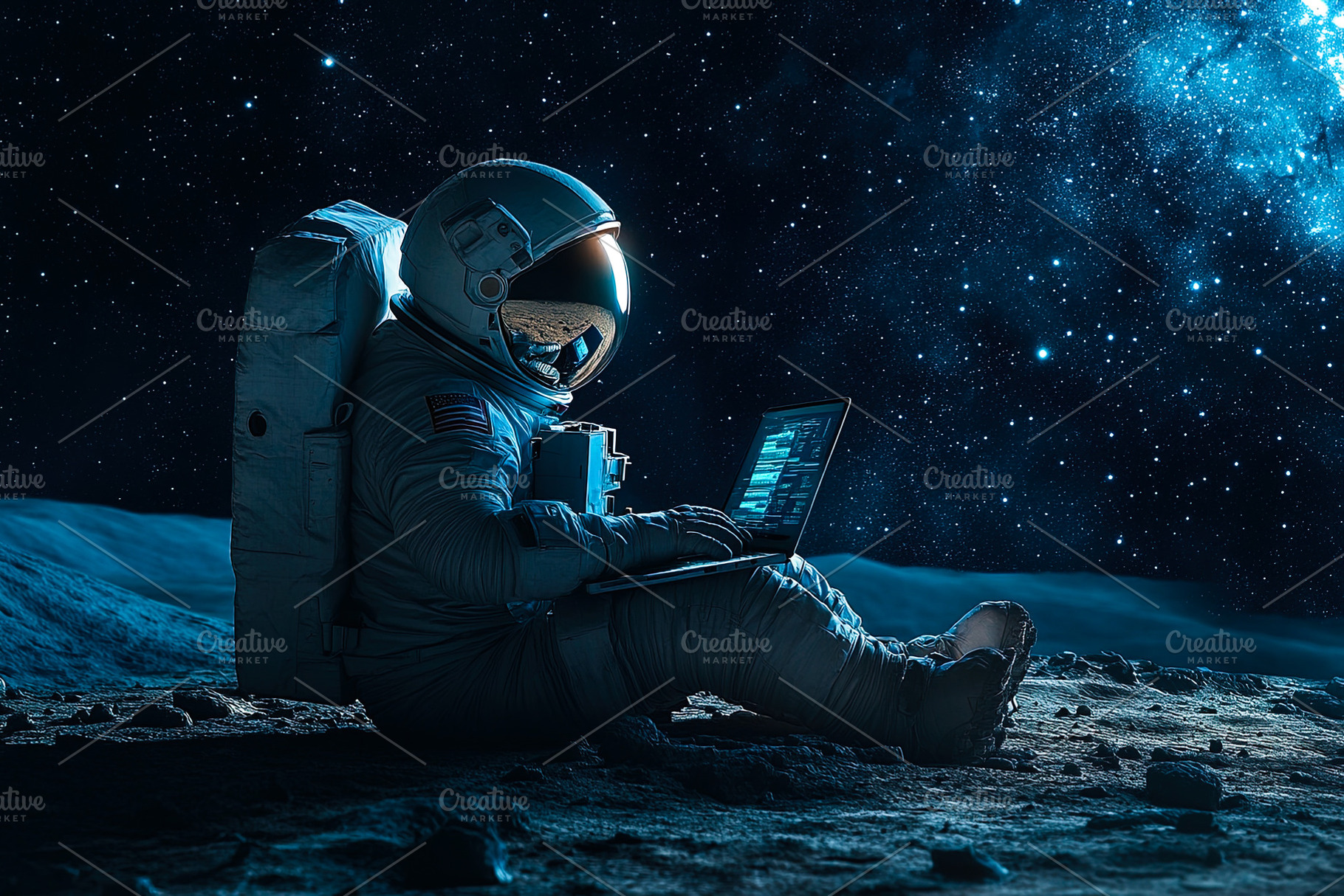 Astronaut Working on the Moon, an Abstract Photo by Ales Munt