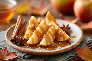 Caramelized apple slices with cinnamon, a Food & Drink Photo by AlyaAnd
