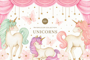 Watercolor Magic Rainbow Unicorn Set, a Decorative Illustration by Carol Lozove (Thumbnail 1 of 74)