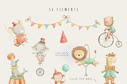 Watercolor Circus Animals Clipart, an Illustration by ElenaPlatovaArt (Thumbnail 4 of 10)
