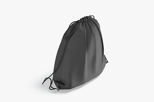 Black Drawstring Backpack 3D Model