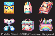 School Clipart Set, School Supplies, an Illustration by RobertsArt (Thumbnail 3 of 7)