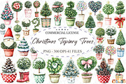 Whimsical Christmas Topiary Trees, an Illustration by designcity5 (Thumbnail 1 of 5)