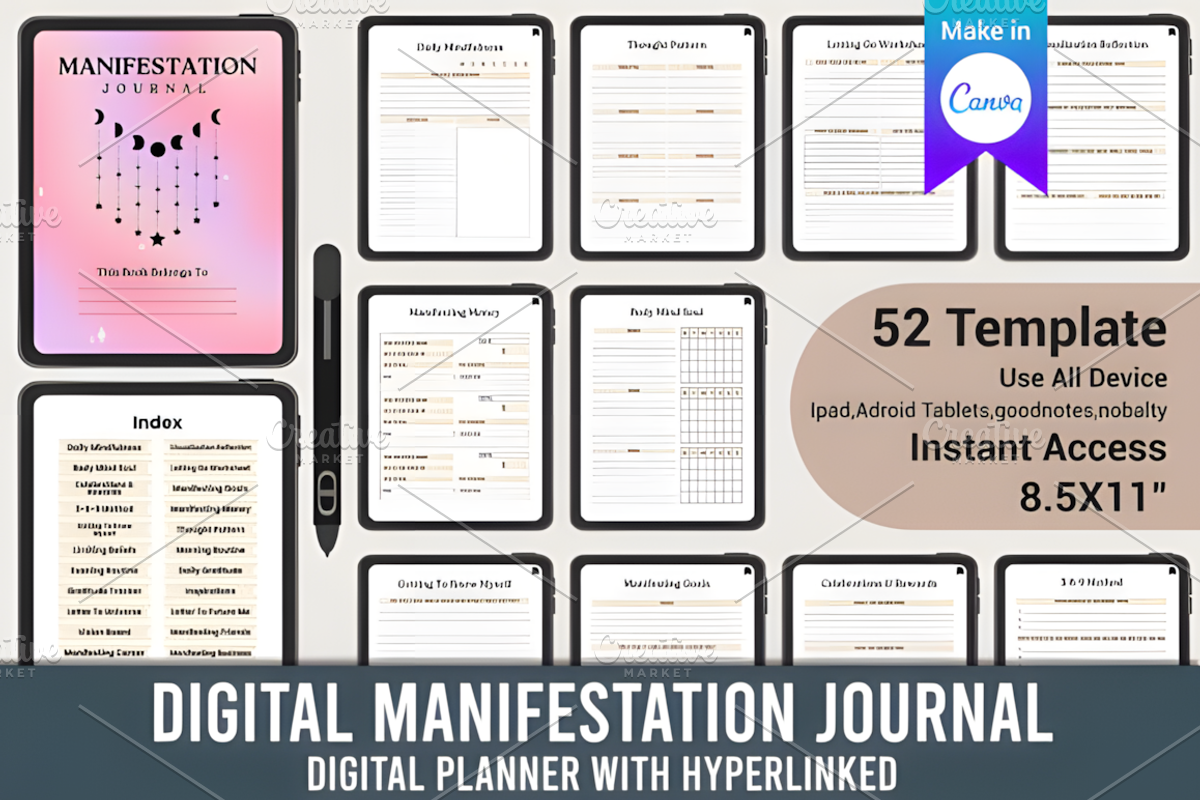 Digital Manifestation Journal Canva, a Social Media Template by Coco Bloom (Photo 1 of 5)