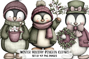 Winter Holiday Penguin Clipart, an Illustration by DreamPrint404 (Thumbnail 1 of 7)