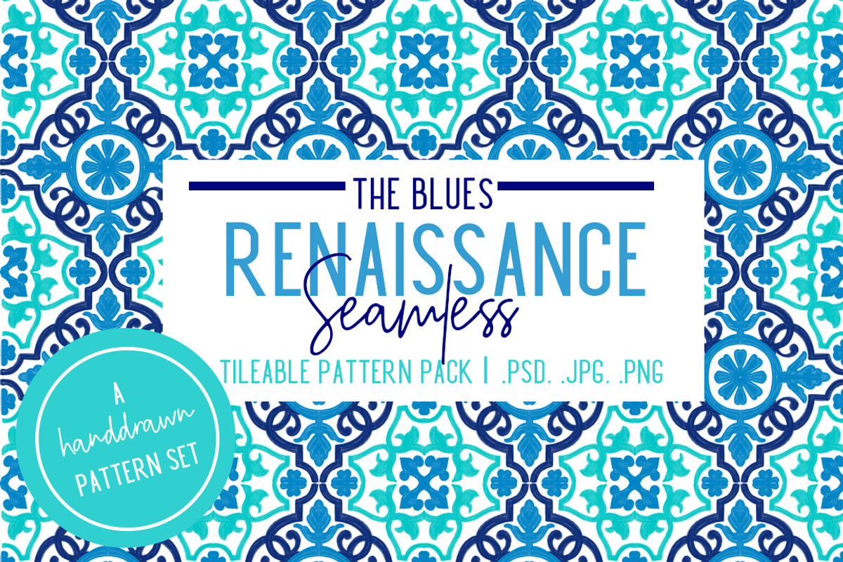 The Blues Handdrawn Tile Patterns, a Pattern Graphic by TheLegacyBrandingCo (Photo 1 of 11)
