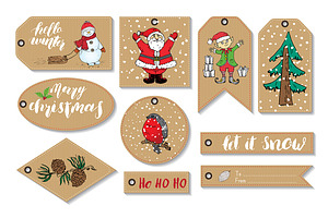 New Year And Christmas Gift Tags