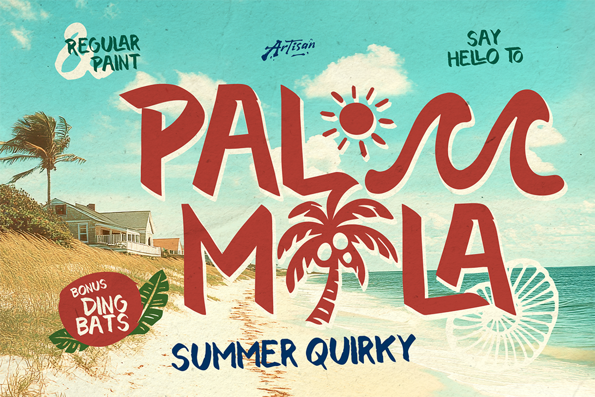 Palmila - Summer Quirky Font, a Symbol Font by Artisan Themes (Photo 1 of 12)