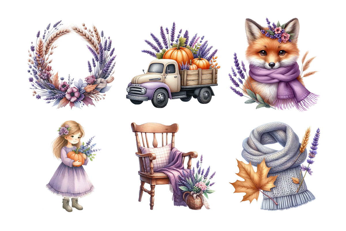 Lavender Autumn Clipart, an Illustration by Daily.Designs (Photo 3 of 5)