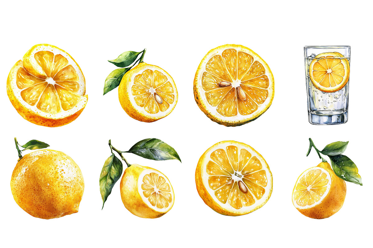 Watercolor Flavorful Lemon Clipart, an Illustration by Craft Nest (Photo 3 of 5)