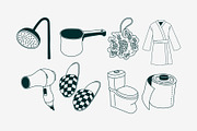 Bathroom Doodle Hand Drawn, an Object Graphic by SLAB! Design (Thumbnail 3 of 3)