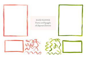 Coral and Green Frames + Squiggles