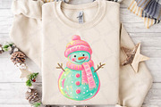 Cute Retro Christmas Snowman Design, an Illustration by DreamPrint404 (Thumbnail 2 of 7)