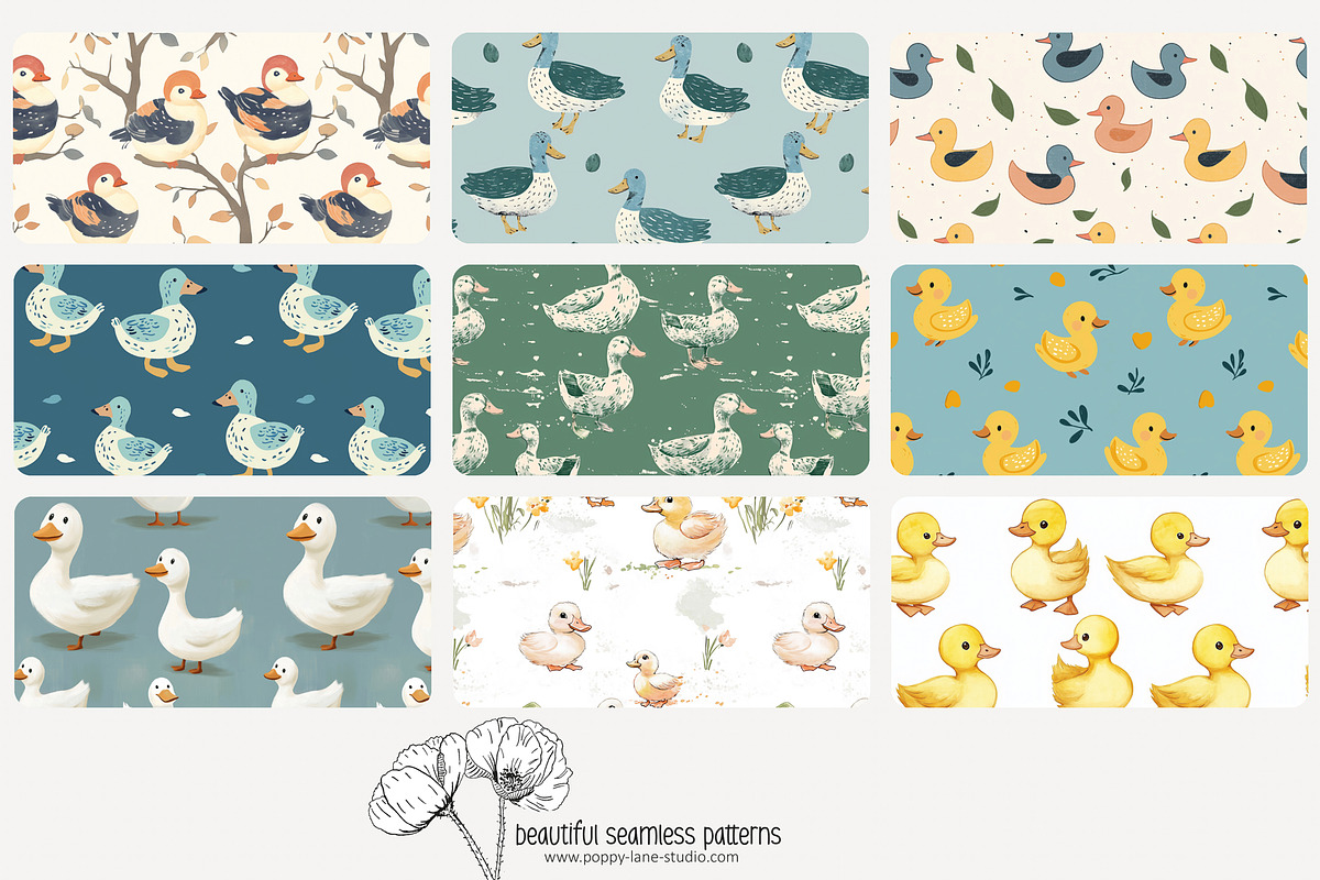 80 duck seamless pattern, a Pattern Graphic by Poppy Lane Studio (Photo 2 of 11)