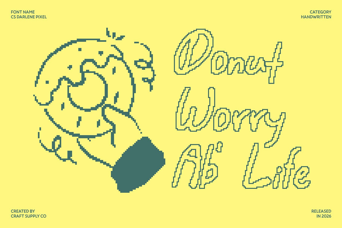 CS Darlene Pixel, a Handwritten Font by Craft Supply Co. (Photo 7 of 8)