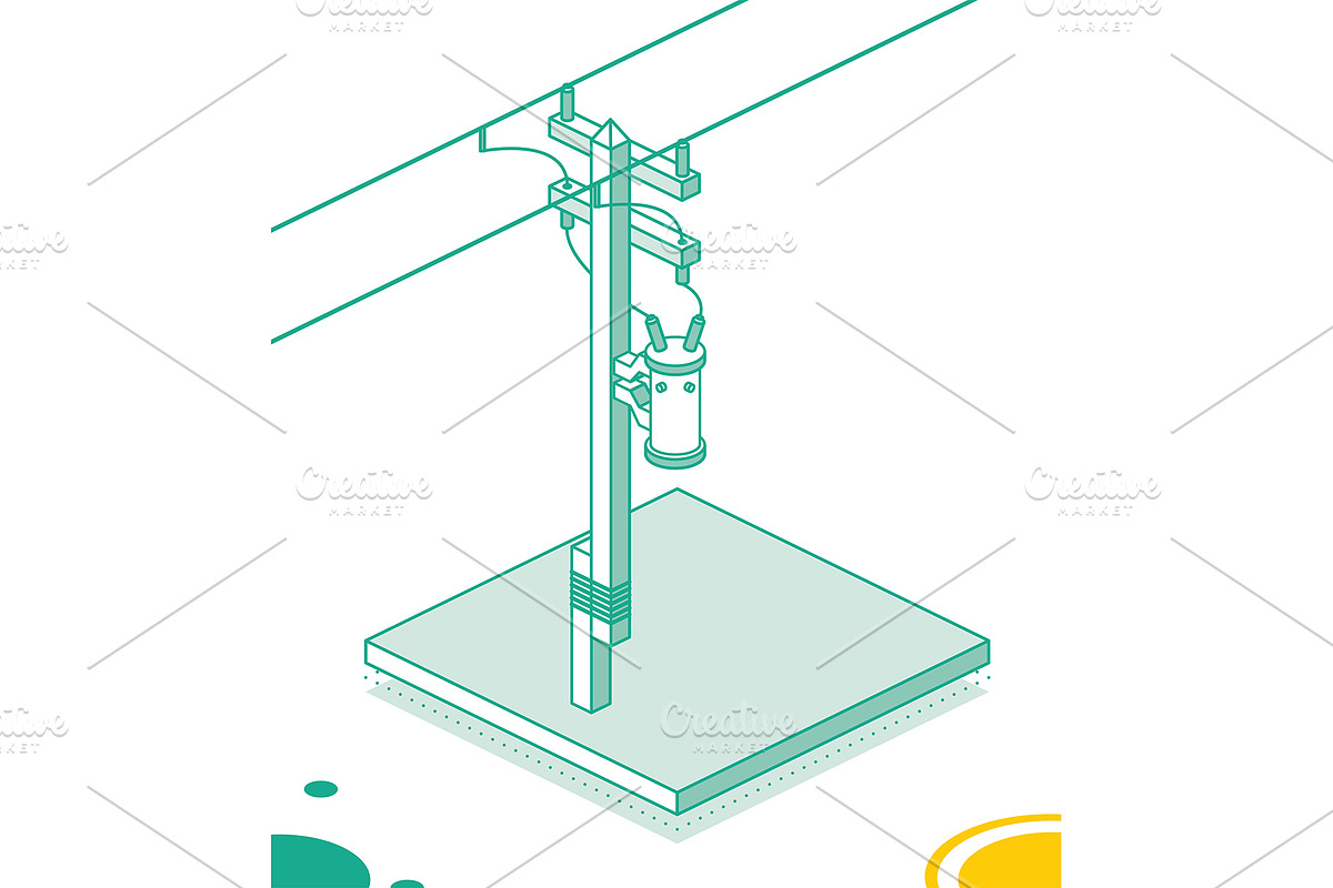 Isometric Electric Pole., an Object Illustration by Booblgum