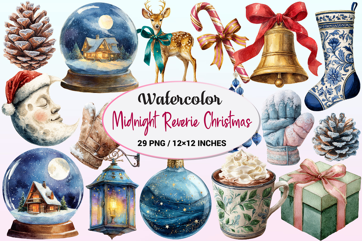 Midnight Reverie Christmas Clipart, a Graphic by CitraGraphics (Photo 1 of 4)