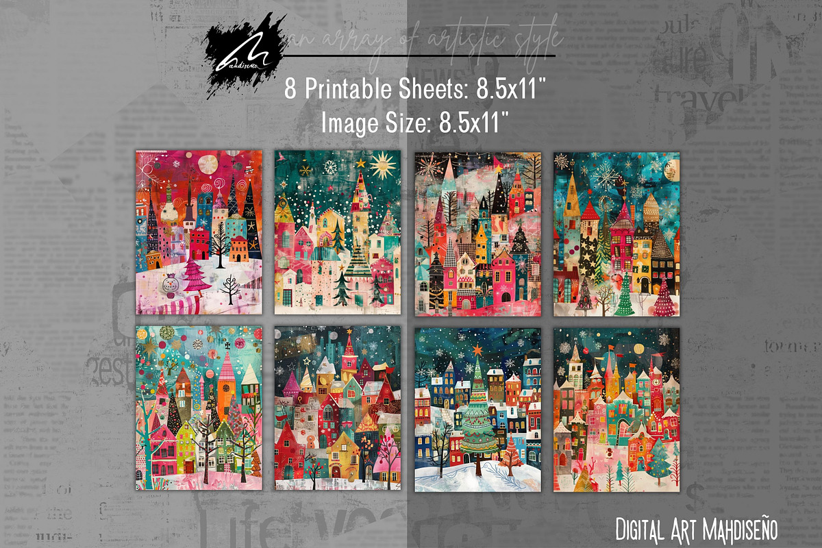 Twinkling Whimsy City, Christmas Kit, a Seasonal Illustration by Digital Art Mahdiseño (Photo 3 of 10)